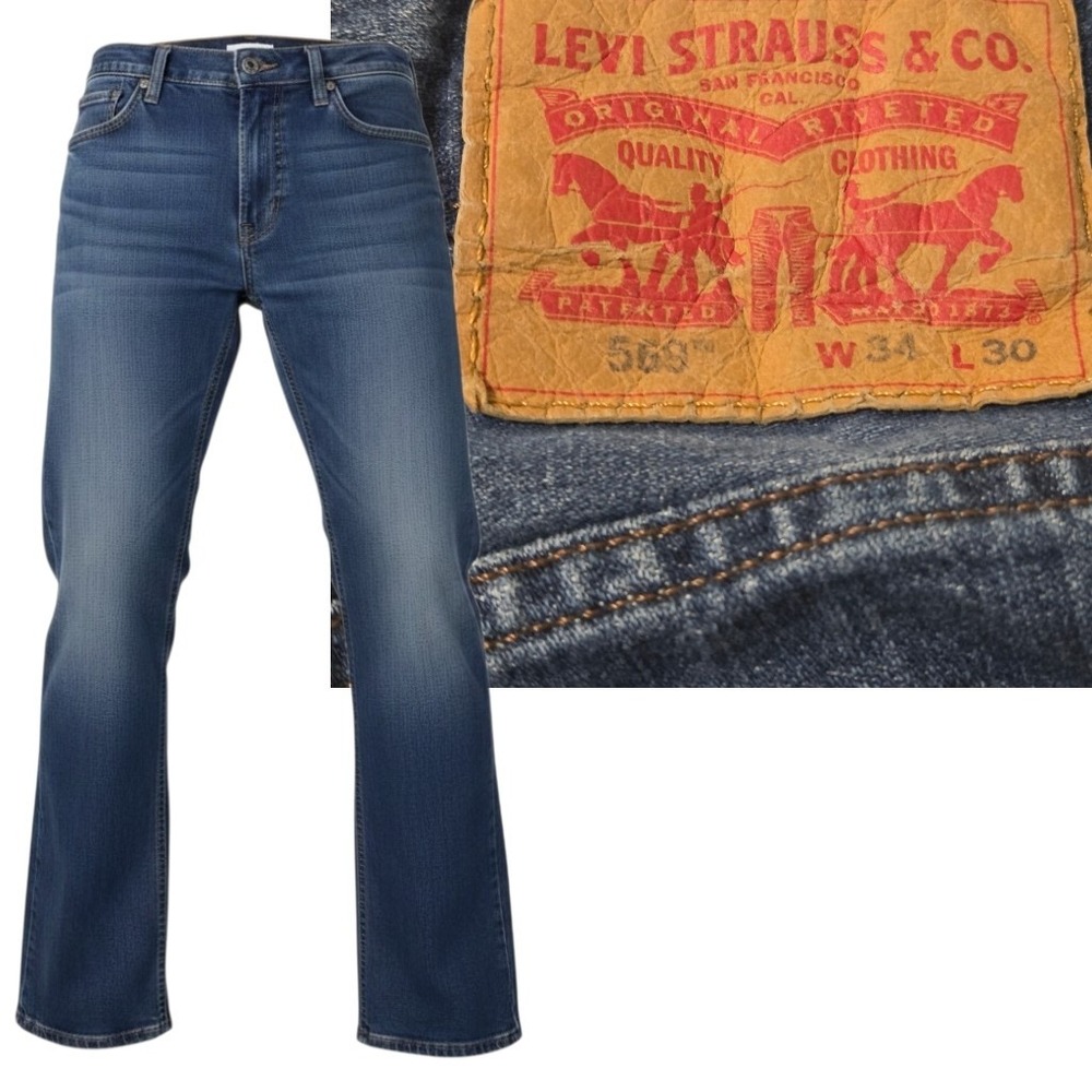 Levi's 569 Jeans Men 36x30 Blue Loose Straight Fit Denim 100% Cotton Medium Wash